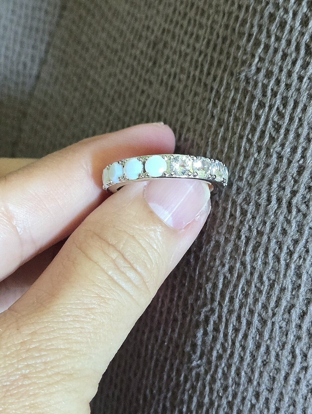 Kendra Scott (Retired) Rhodium🤍 "Chandler" Band Ring💍 in White Opalite Mix - Picture 12 of 16